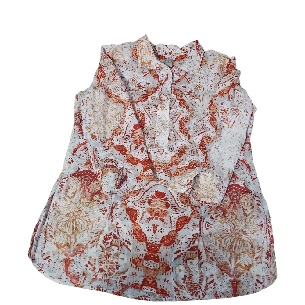 Chico's Leaf Print Tunic Top Lightweight Boho Women's